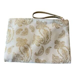 Cream and Gold Cosmetic Accessory Bag